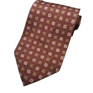 Giorgio Armani Silk Geometric Wide Classic Necktie Brown Italy 57.5 x 3.75‎
